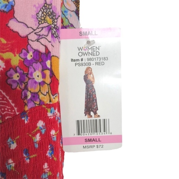 Bila Bohemian Ruffled Handkerchief Maxi Dress Floral Smocked SIZE SMALL NWT - Picture 9 of 16